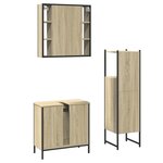 vidaXL Ensemble d'armoires de salle de bain 3 Pièces chêne sonoma
