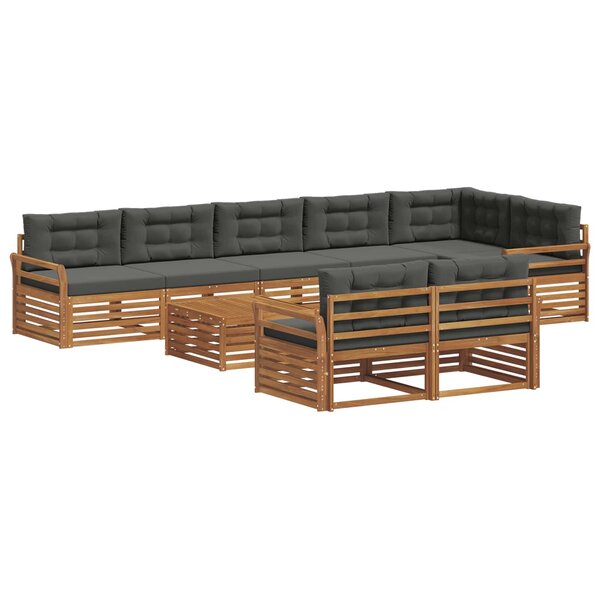 vidaXL Ensemble de canapés d'extérieur 9 pc Naturel et Anthracite