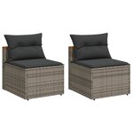 vidaXL Canapés de jardin sans accoudoirs avec coussins 2 Pièces gris