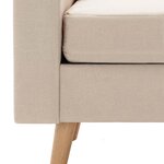 vidaXL Canapé à 3 places avec repose-pied Crème Tissu