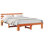 vidaXL Cadre de lit avec tête de lit Brun cire 150 x 200 cm Pin massif
