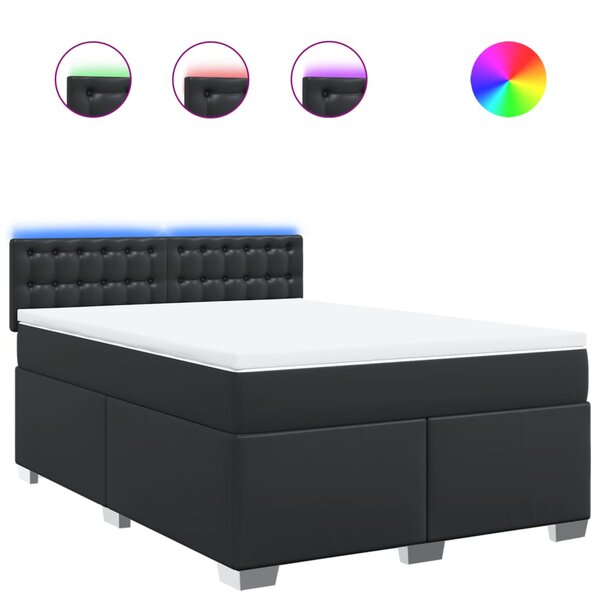 vidaXL Sommier à lattes de lit avec matelas Noir 140x200 cm Similicuir