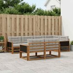 vidaXL Ensemble de canapés d'extérieur 7 Pièces Naturel et Gris clair