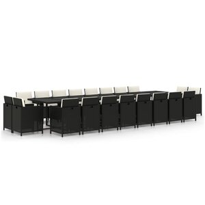 vidaXL Ensemble à manger de jardin 21Pièces coussins noir résine tressée