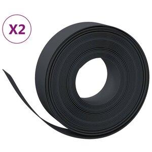 vidaXL Bordures de jardin 2 Pièces noir 10 m 15 cm polyéthylène