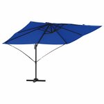 vidaXL Parasol Roma à Bras Déporté Bleu et Noir 352 x 251 x 260 cm