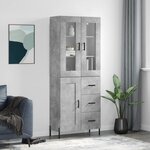 vidaXL Buffet haut Gris béton 69 5x34x180 cm Bois d'ingénierie