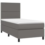 vidaXL Sommier à lattes de lit avec matelas Gris 90x190 cm Similicuir