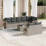 vidaXL Salon de jardin 9 Pièces avec coussins gris clair résine tressée