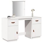 vidaXL Ensemble de coiffeuse avec miroir Blanc Bois de pin solide