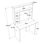 Bureau table poste de travail 149 x 90 x 52 cm effet chêne blanc 03_0009071