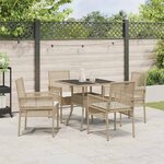 vidaXL Ensemble de salle à manger pour jardin 5 Pièces Beige Poly rotin