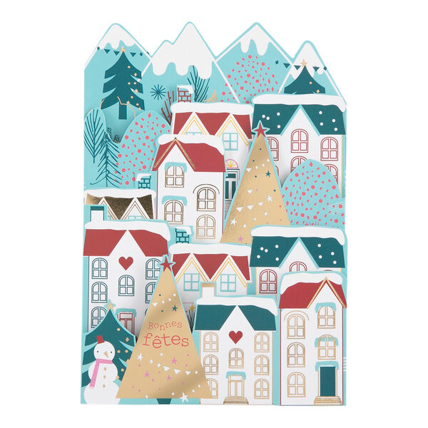 Carte De Vœux Accordéon - Village Enneigé - Draeger paris