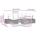 vidaXL Canapé de jardin 7 pièces avec coussins noir poly rotin