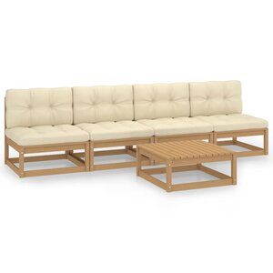 vidaXL Salon de jardin 5 Pièces avec coussins Bois de pin massif