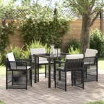 vidaXL Ensemble de salle à manger de jardin 5 pièces avec coussins Noir Rattan PE
