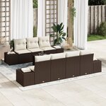 vidaXL Ensemble de canapé de jardin de 8 pièces avec coussins marron en poly rotin
