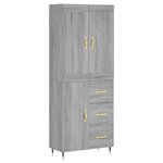 vidaXL Buffet haut Sonoma gris 69 5x34x180 cm Bois d'ingénierie