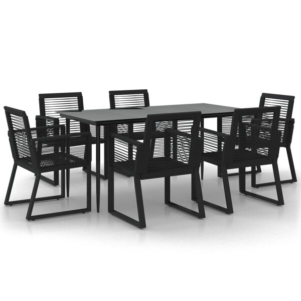 vidaXL Ensemble à manger de jardin 7 Pièces Noir Rotin PVC