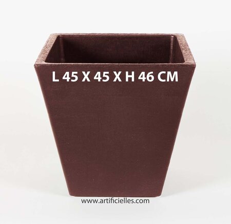 Bac lea chocolat l 45 x h 46 cm cubique évasé intérieur / extérieur - dimhaut: h 46 cm - couleur: chocolat