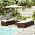 vidaXL Chaise longue de jardin table à thé 3Pièces Résine tressée Marron