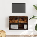 vidaXL Meuble TV chêne fumé 60x31x39 5 cm bois d'ingénierie et métal