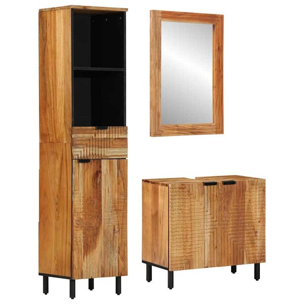 vidaXL Ensemble de mobilier de salle de bain avec tiroir 3 Pièces Marron