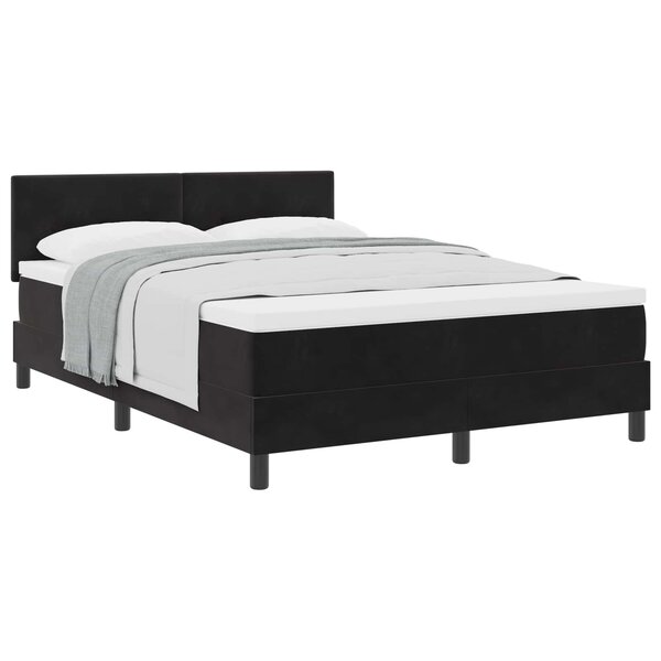 vidaXL Lit à ressorts avec matelas Noir 140 x 200 cm Velours