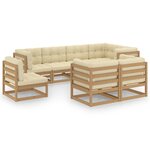 vidaXL Salon de jardin 8 Pièces avec coussins Bois de pin massif