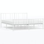 vidaXL Cadre de lit métal sans matelas et pied de lit blanc 193x203 cm