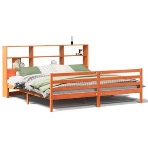 vidaXL Lit bibliothèque sans matelas cire marron 180x200cm bois massif
