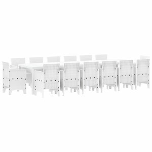 vidaXL Ensemble de salle à manger pour jardin 15 Pièces Blanc Rattan Polt