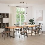 vidaXL Table à manger avec bord naturel 320x100x74cm bois massif chêne