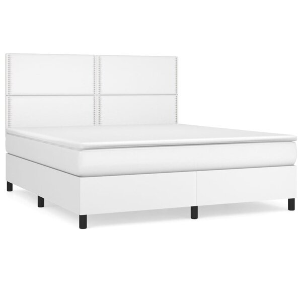vidaXL Sommier à lattes de lit avec matelas Blanc 160x200cm Similicuir