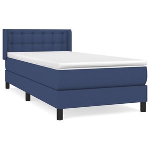 vidaXL Sommier à lattes de lit avec matelas Bleu 90x200 cm Tissu