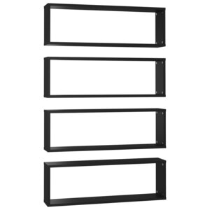 vidaXL Étagères cube murales 4 Pièces Noir 80x15x26 5cm bois d'ingénierie