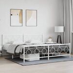vidaXL Cadre de lit métal sans matelas et pied de lit blanc 193x203 cm