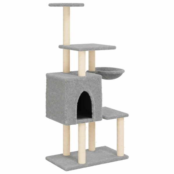 vidaXL Arbre à chat avec griffoirs en sisal Gris clair 131 cm