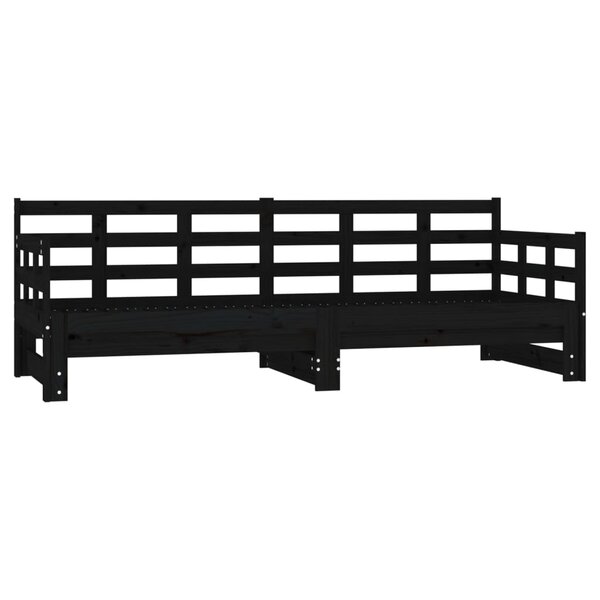vidaXL Lit coulissant Noir Bois de pin solide 2x(80x200) cm