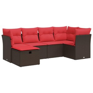 vidaXL Salon de jardin avec coussins 6 Pièces marron résine tressée