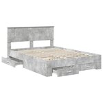 vidaXL Cadre de lit Gris béton 160 x 200 cm Bois d'ingénierie