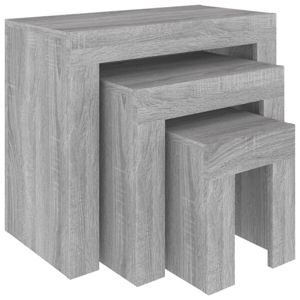 vidaXL Tables basses gigognes 3 Pièces sonoma gris bois d'ingénierie