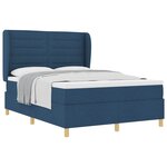 vidaXL Lit à ressorts avec matelas gris foncé 90x190 cm Bleu tissu