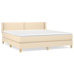 vidaXL Sommier à lattes de lit avec matelas Crème 180x200 cm Tissu