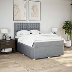 vidaXL Sommier à lattes de lit avec matelas Gris clair 160x200cm Tissu