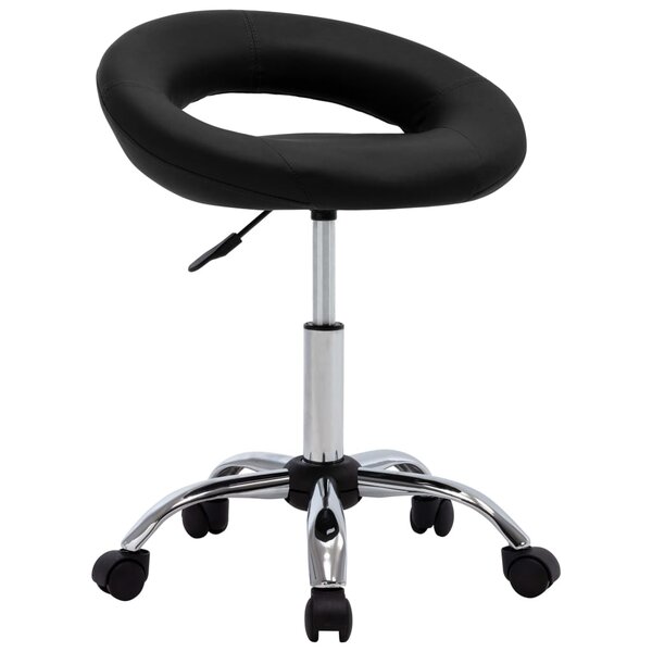 vidaXL Chaise de travail roulante Noir Similicuir