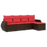 vidaXL Salon de jardin avec coussins 5 Pièces marron résine tressée