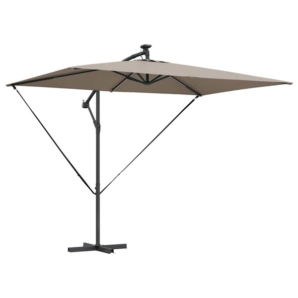 vidaXL Parasol banane à mât déporté Taupe 294 x 200 x 254 cm