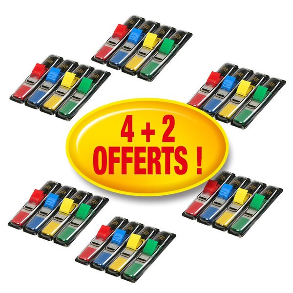 Marque-pages petit format 11,9 x 43,1 m couleurs assorties 4 lots de 4 distributeurs de 35 marque pages et 2 lots gratuits  (paquet 6 unités)