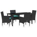 vidaXL Ensemble table et chaises avec coussin 5 Pièces Noir Rotin PE